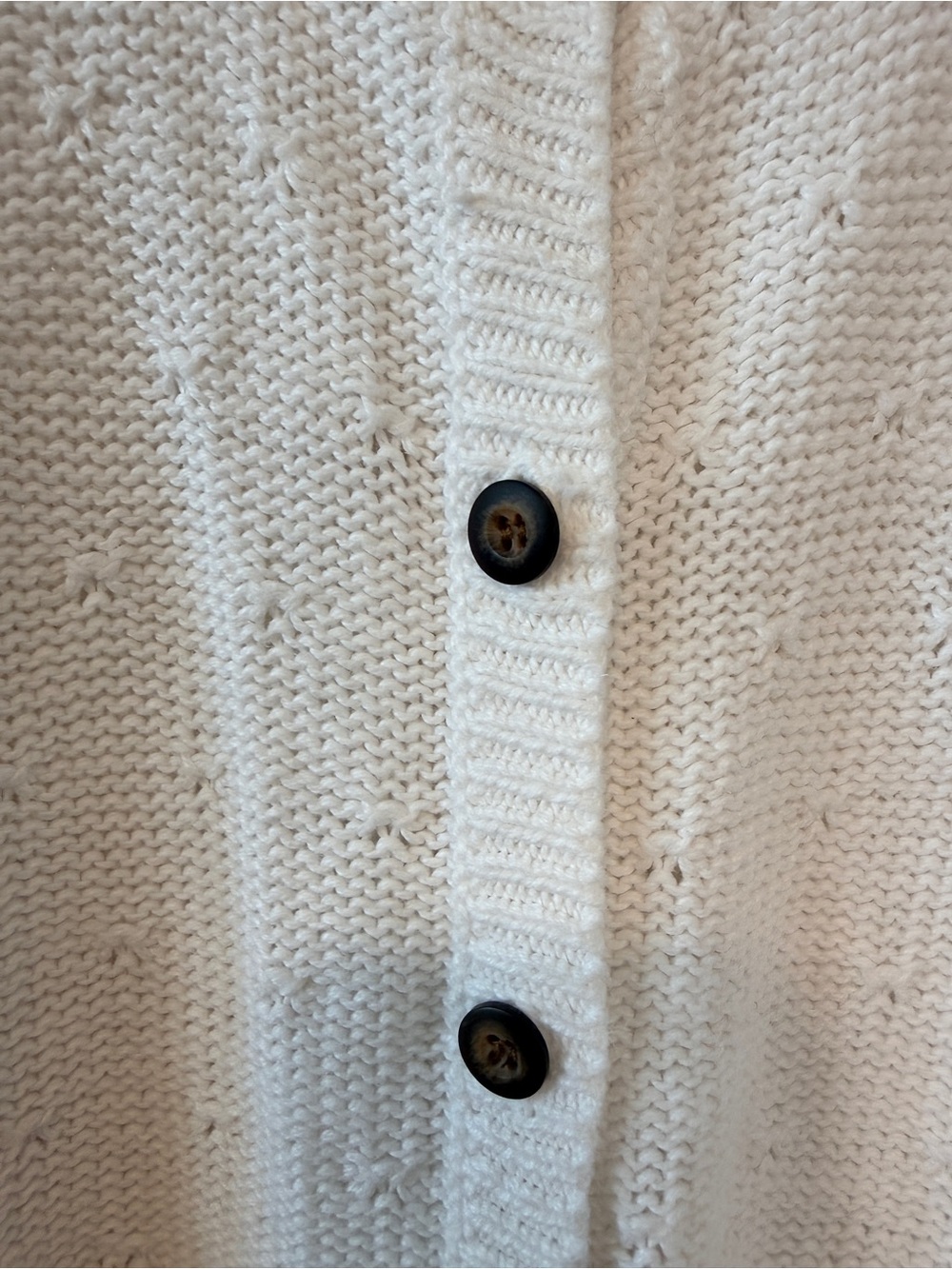 Vintage Classic White Cotton Ramie Pointelle Knit Cardigan Sweater Medium Large - Picture 4 of 8